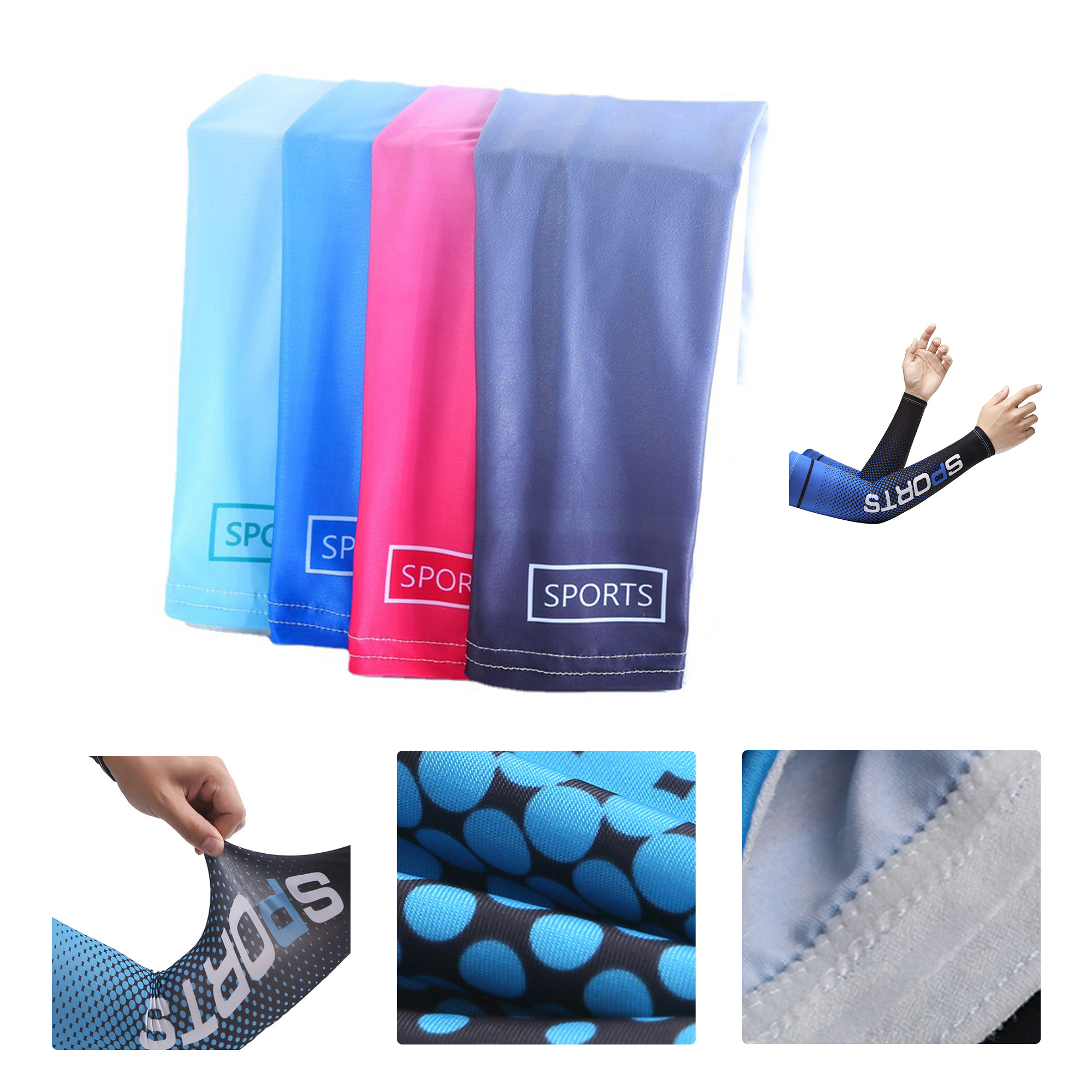 MOQ50 UPF 50+ Cooling Sun Protection Arm Sleeves 2