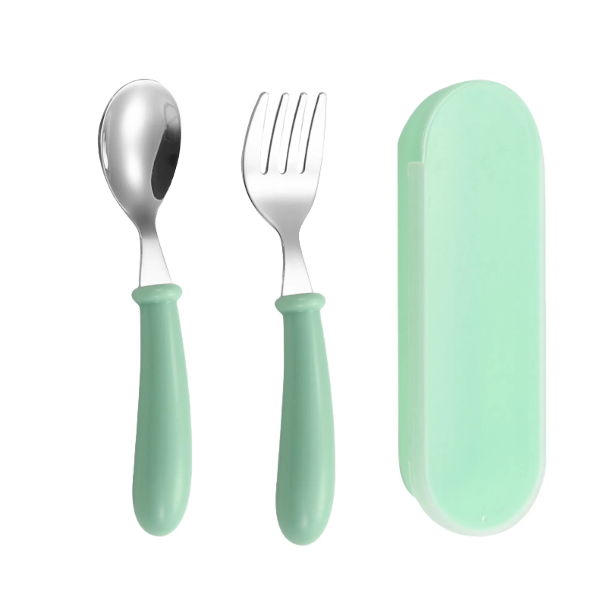 Stainless Steel Children's Spoon, Fork, and Box Three-Piece 5