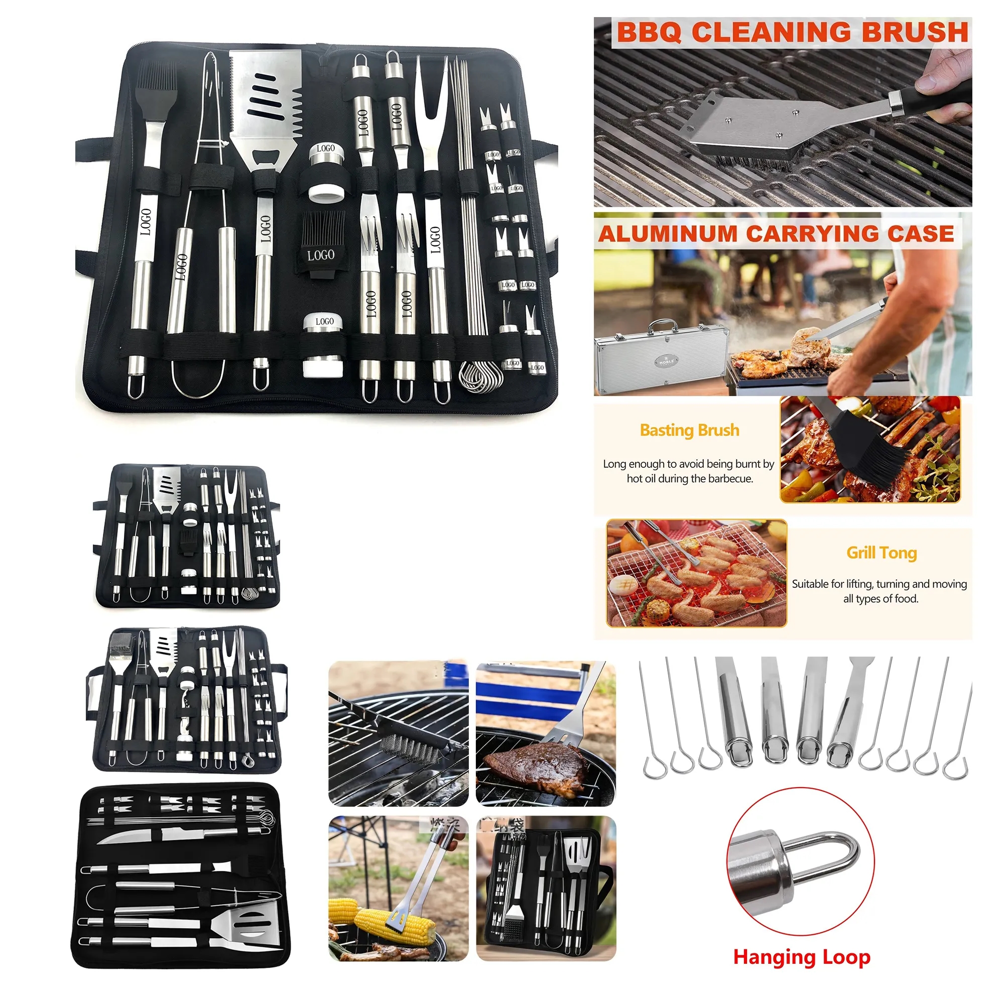 Stainless Steel Barbeque Grilling Tool Set with Carry Bag 4
