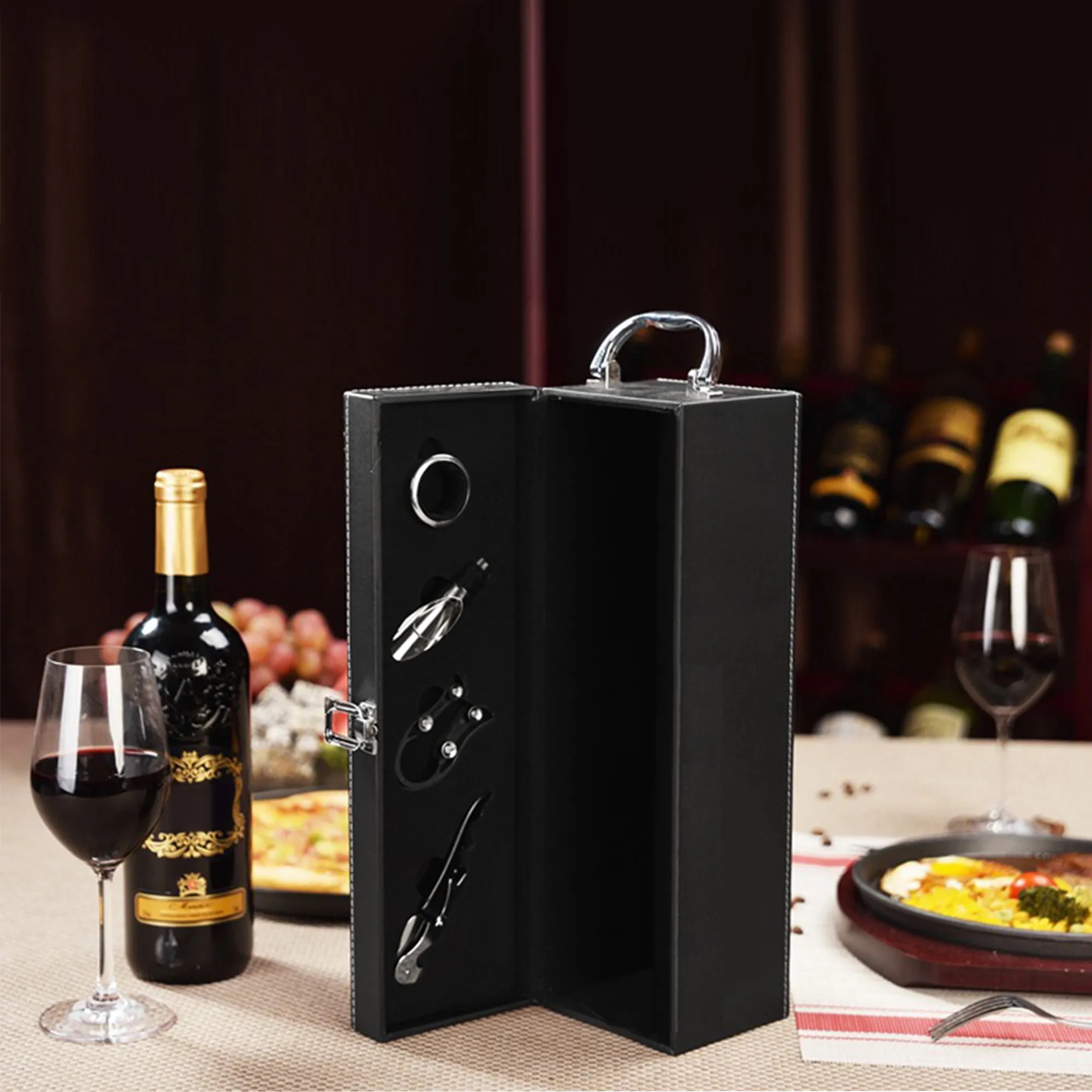 Leather Wine With Wine Tools Gift Box 2