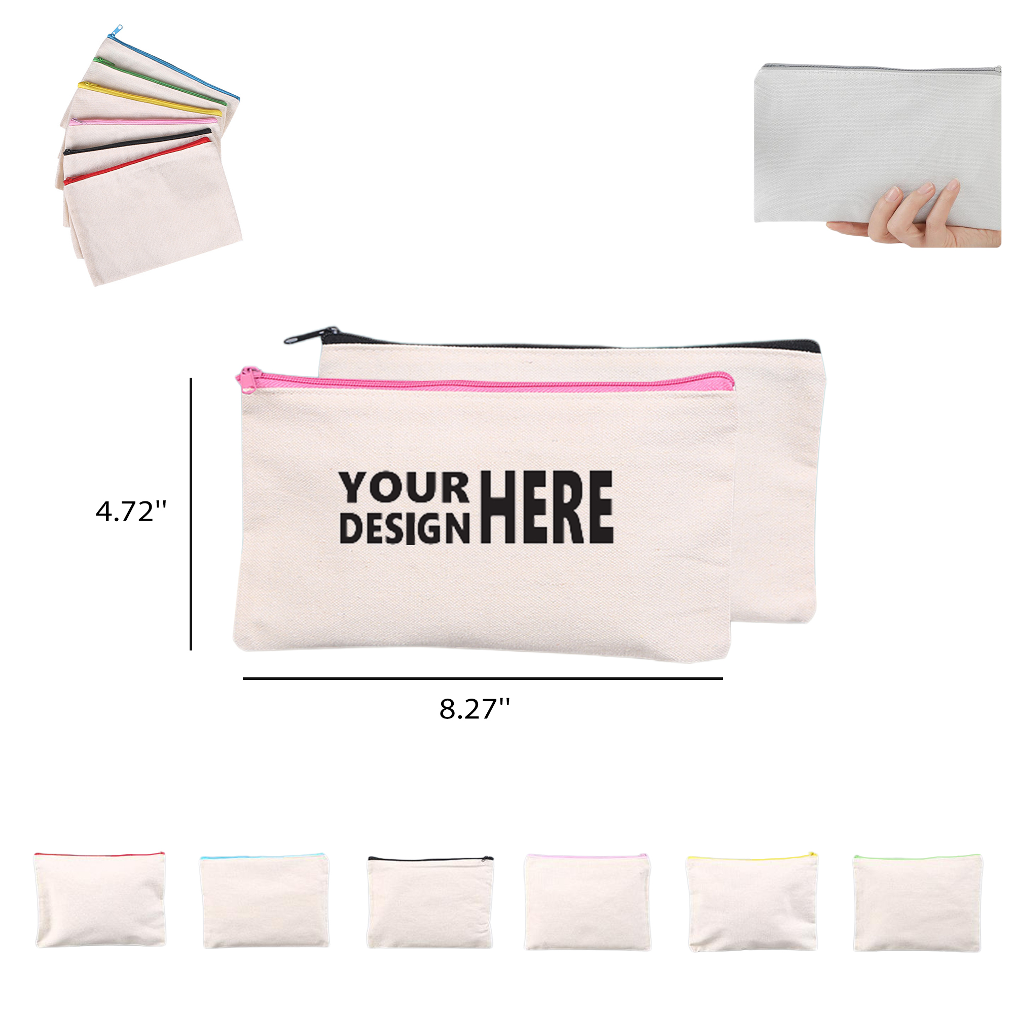 Customizable Multipurpose Canvas Pen Case Blank Makeup Bags 2