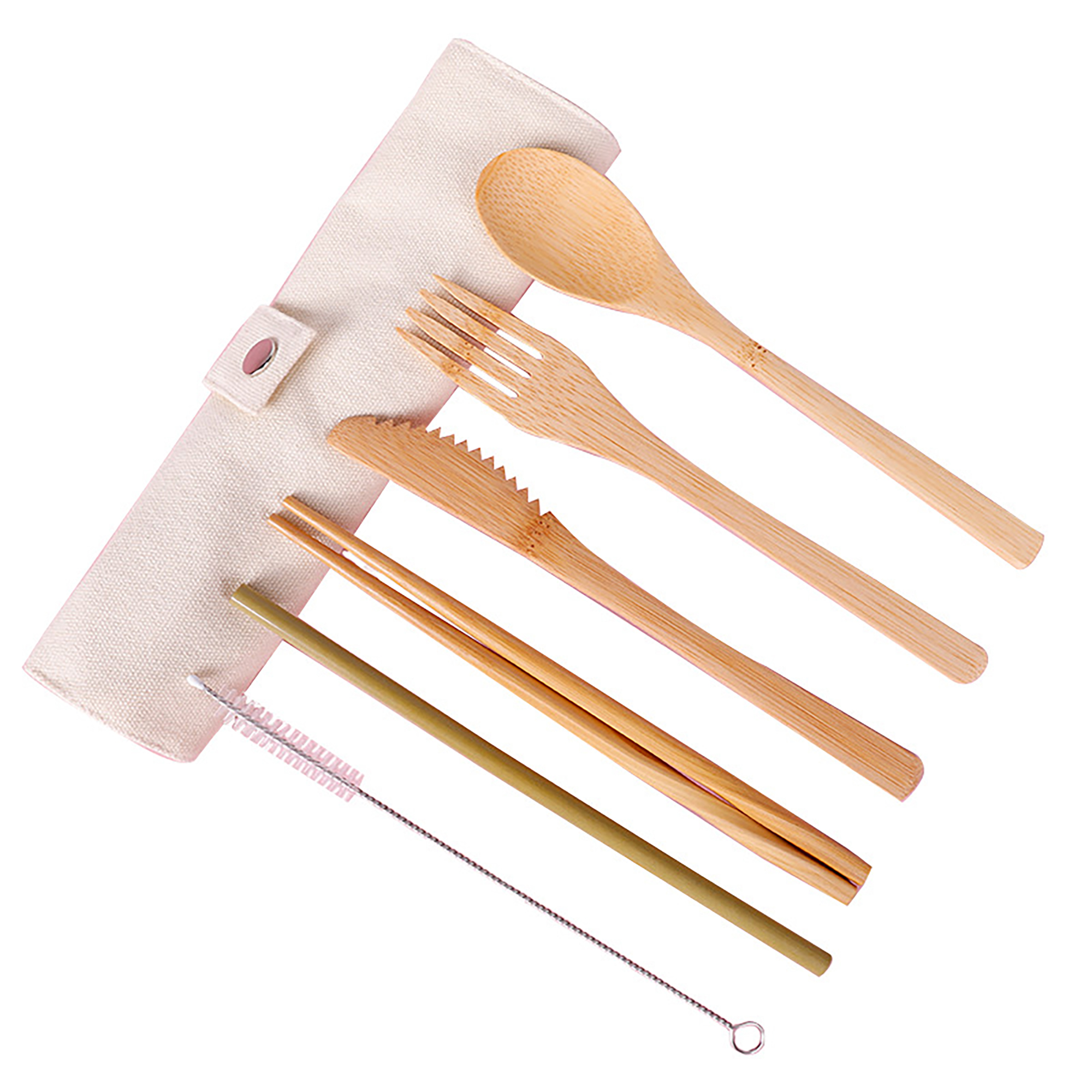 Bamboo Travel Utensil Set with Pouch 7