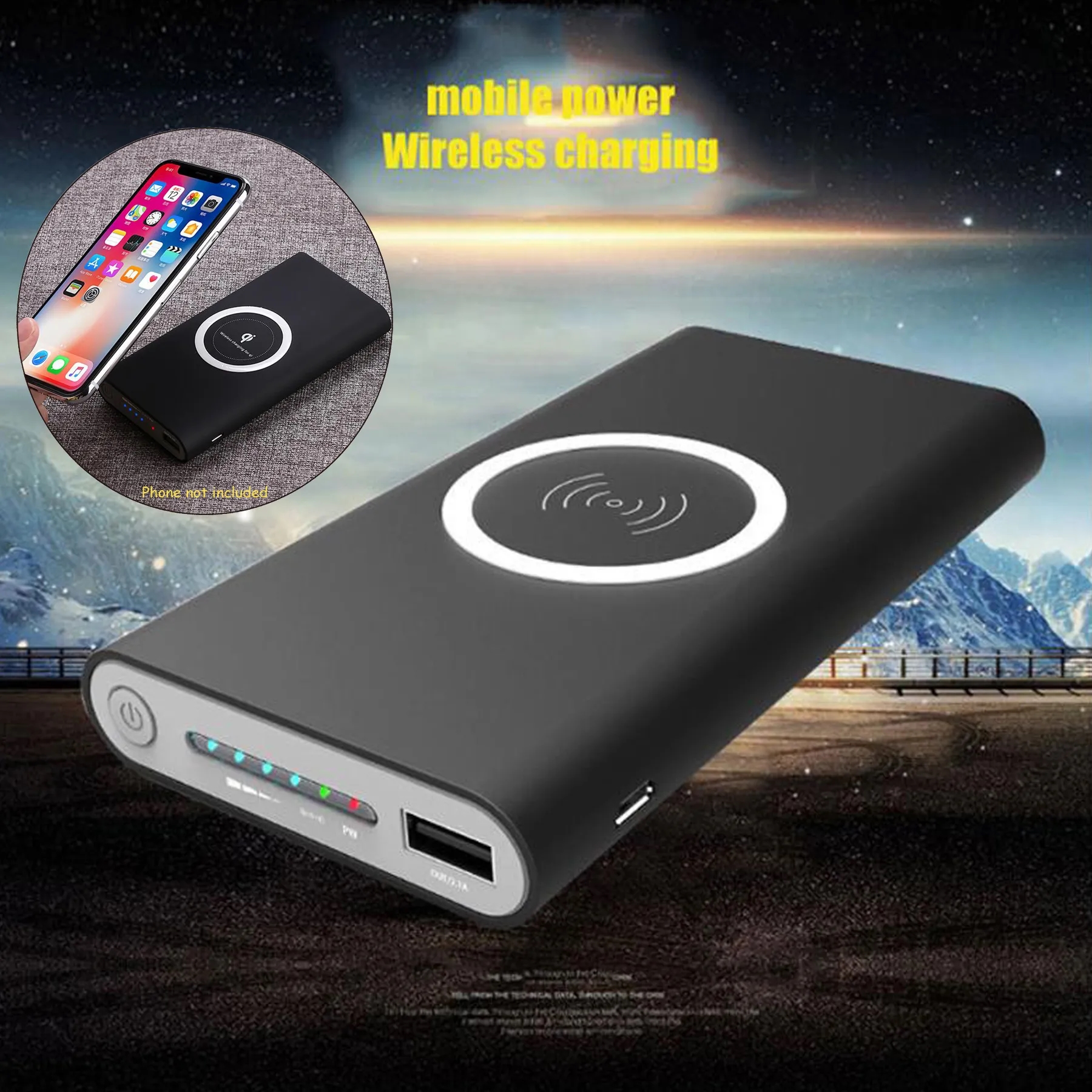 Fast Shipping Qi Wireless Phone Charger Power Bank 10000mAh 3
