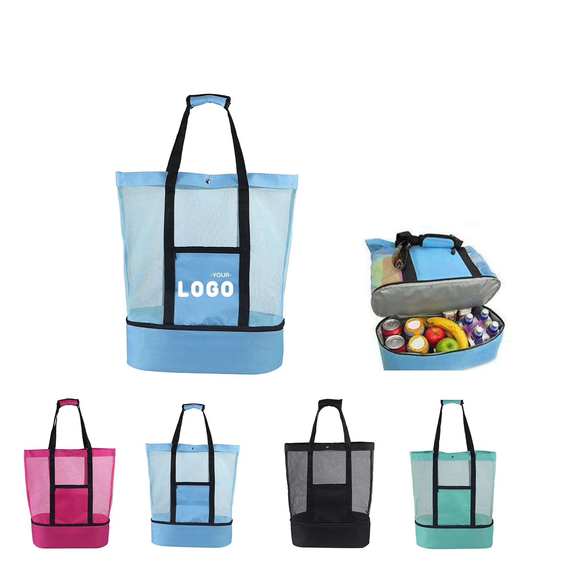 MOQ 100 PCS Multifunctional Mesh Beach Tote Bag With Cool 3