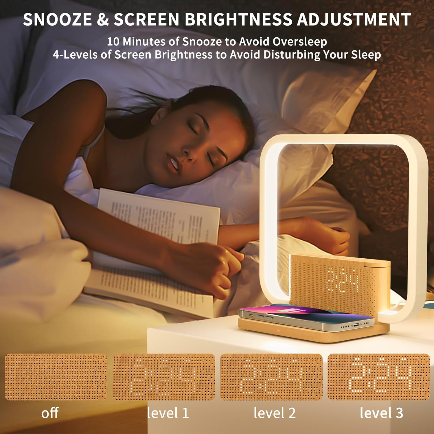 Touch Lamp with Alarm Clock Wireless Charging 5