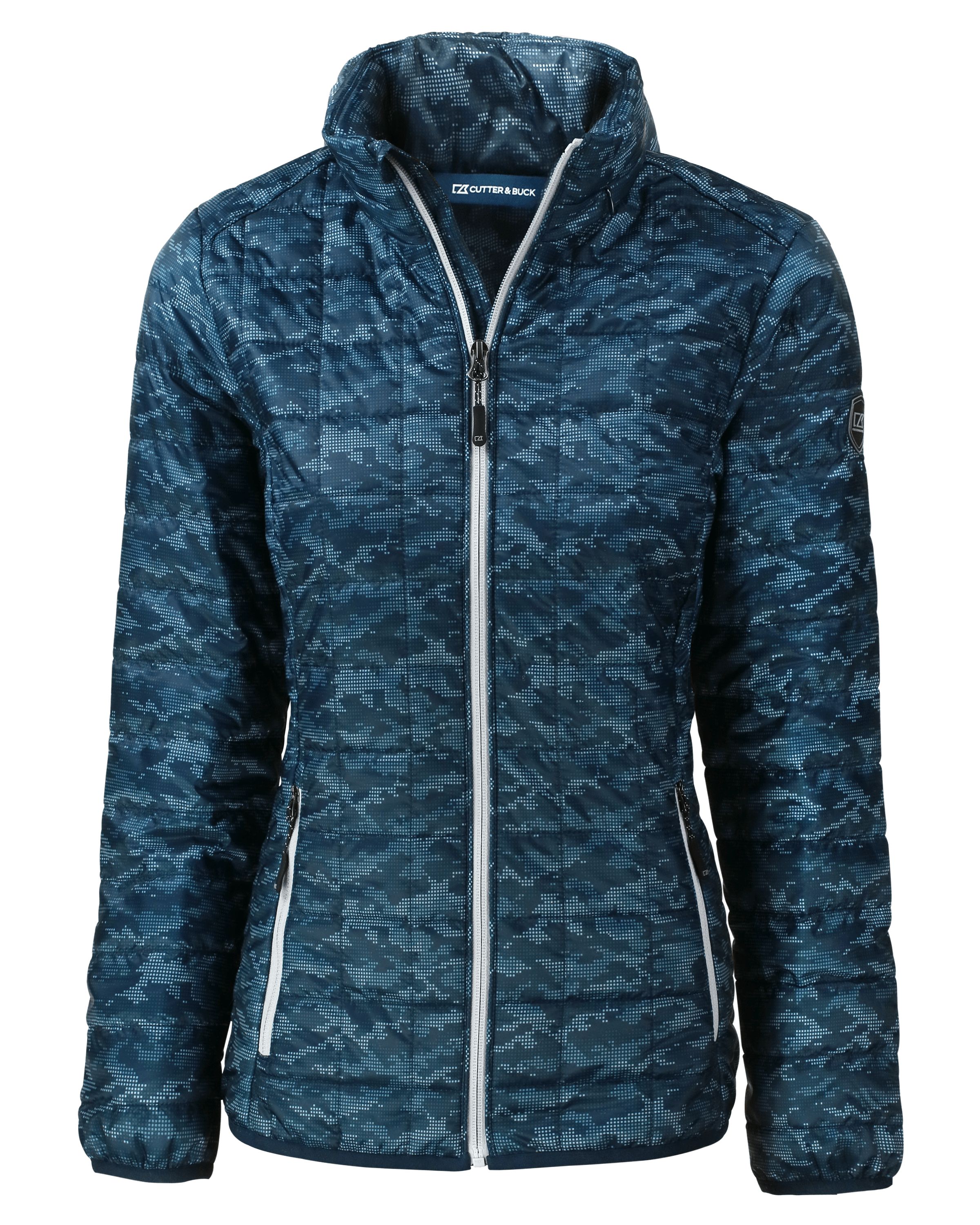 Cutter & Buck Rainier Recycled Insulated Printed Puffer Womens Full Zip Jacket 38