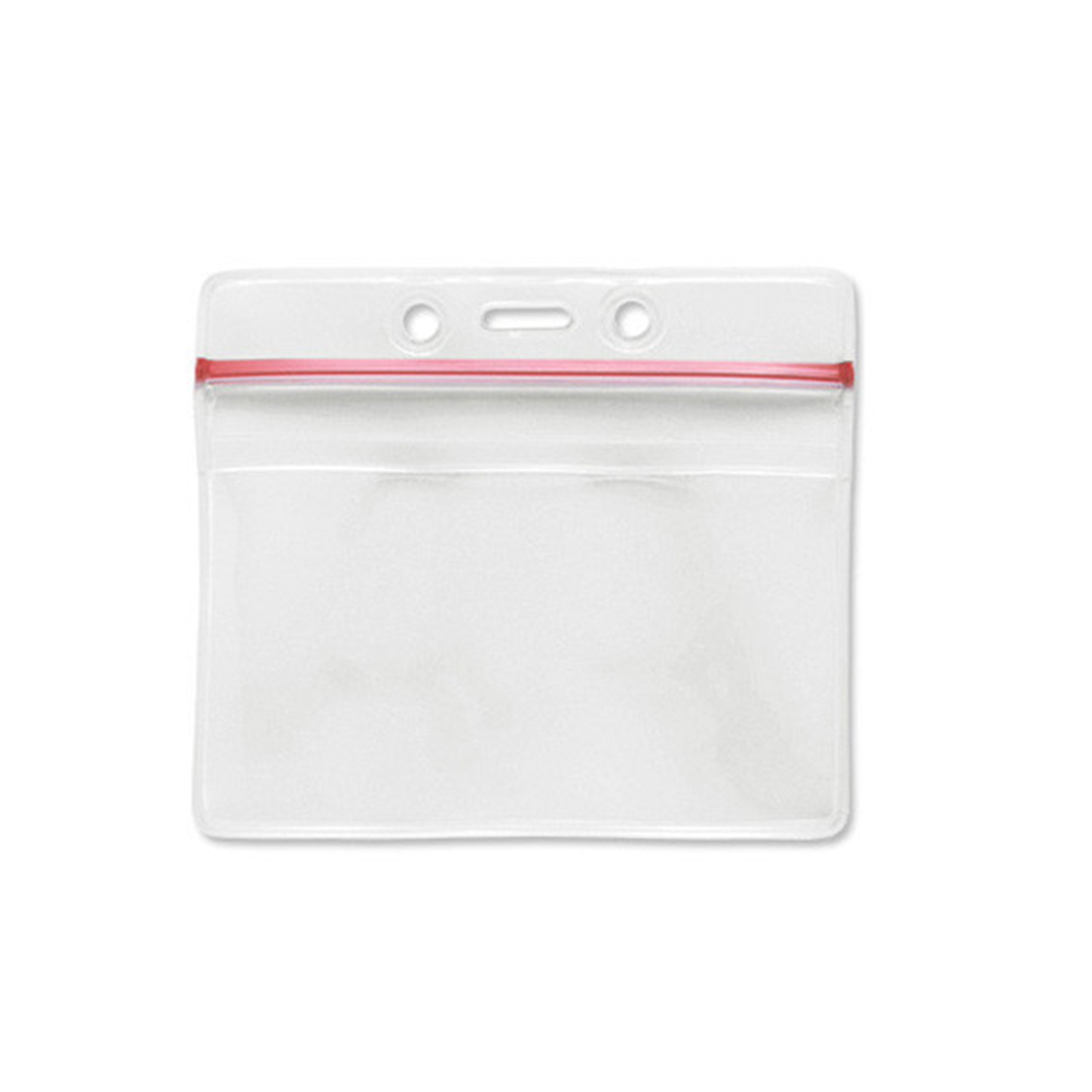 Horizontal Top Load All Weather Resealable Badge Holder w/ Slot & Chain Holes 1