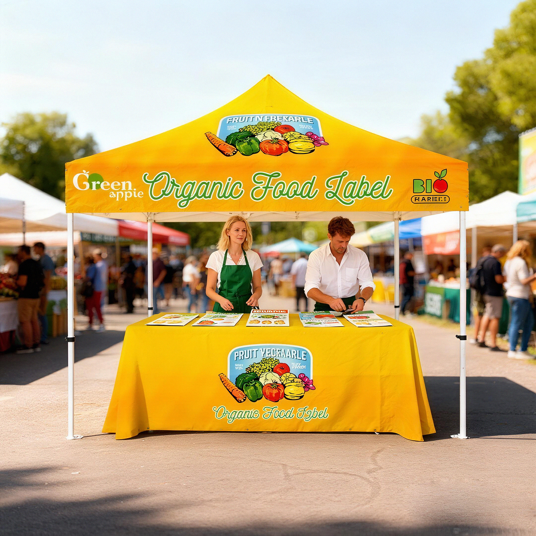 10'x10' Deluxe White Steel Frame, Dye Sublimation Canopy & 6' Table Cover 12