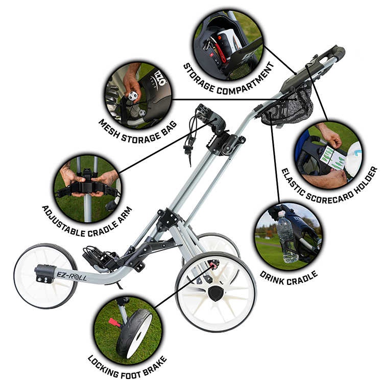 Izzo EZ Roll 3-Wheel Push Cart 2