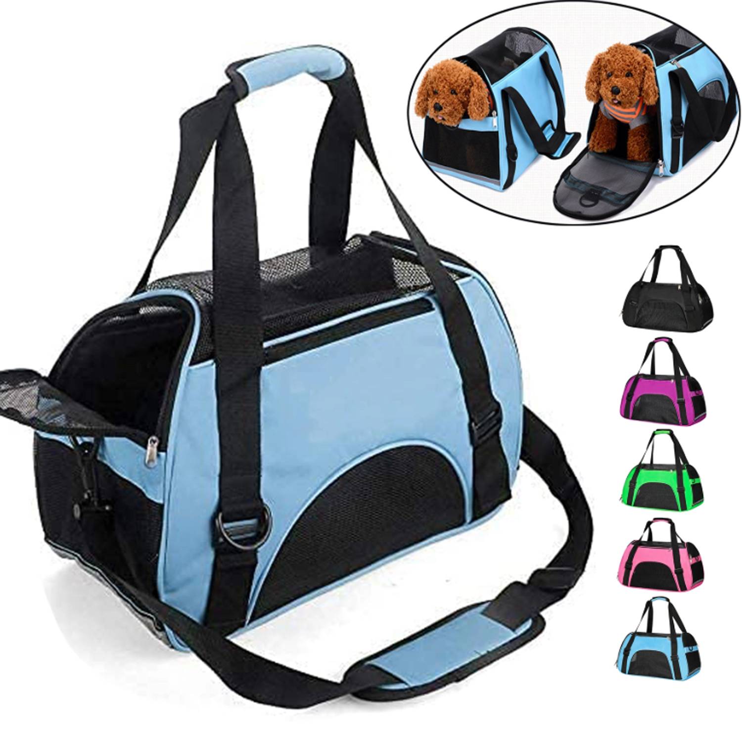 Pet Travel Carrier Bag w/ Adjustable Strap 6