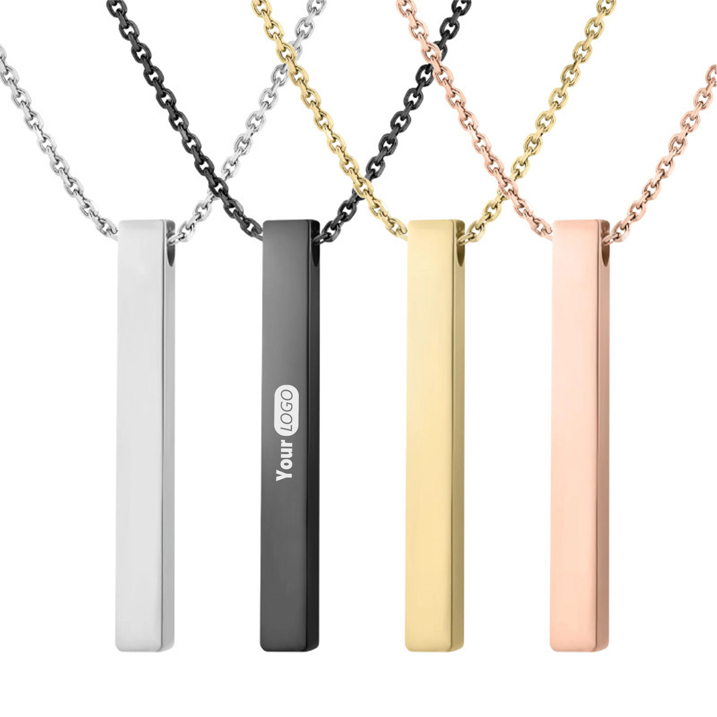 Stainless Steel Personalized Rectangle Necklace For Stylish Keepsakes (Moq 50) 2