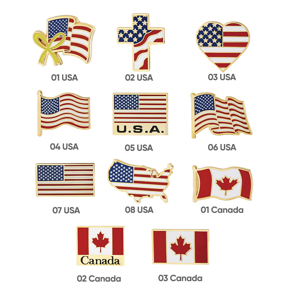 7/8 " Single Stock Flag Pins 9