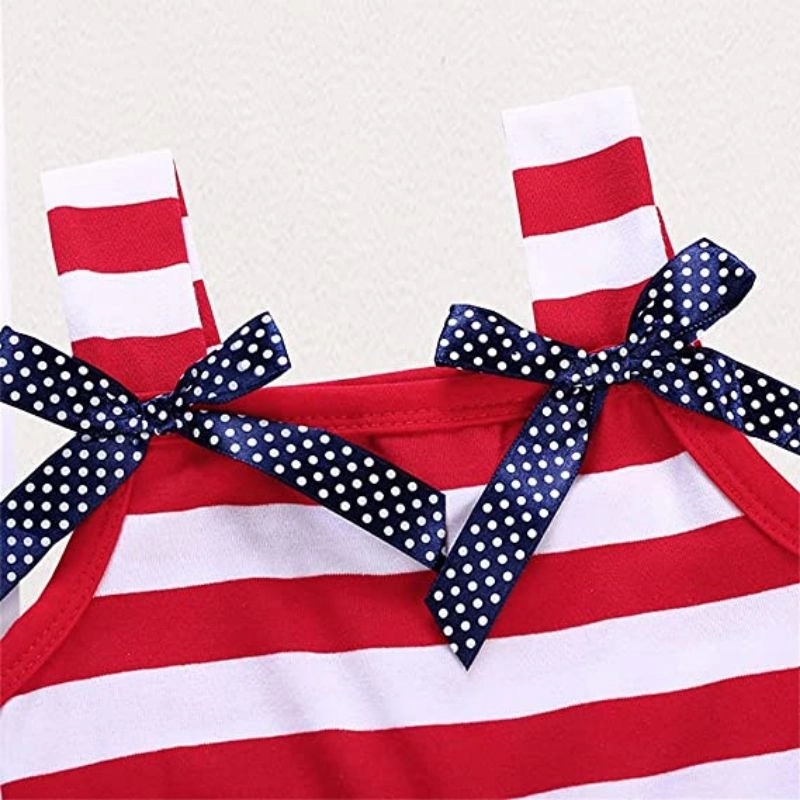 Stars And Stripes Bow-Knot Dress For Girls 5