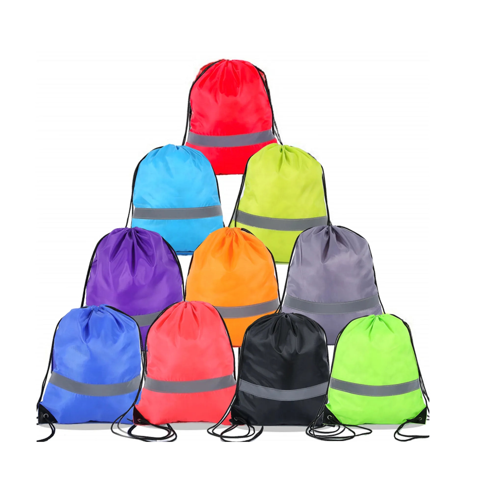 Drawstring Backpack Bag with Reflective Strip 2