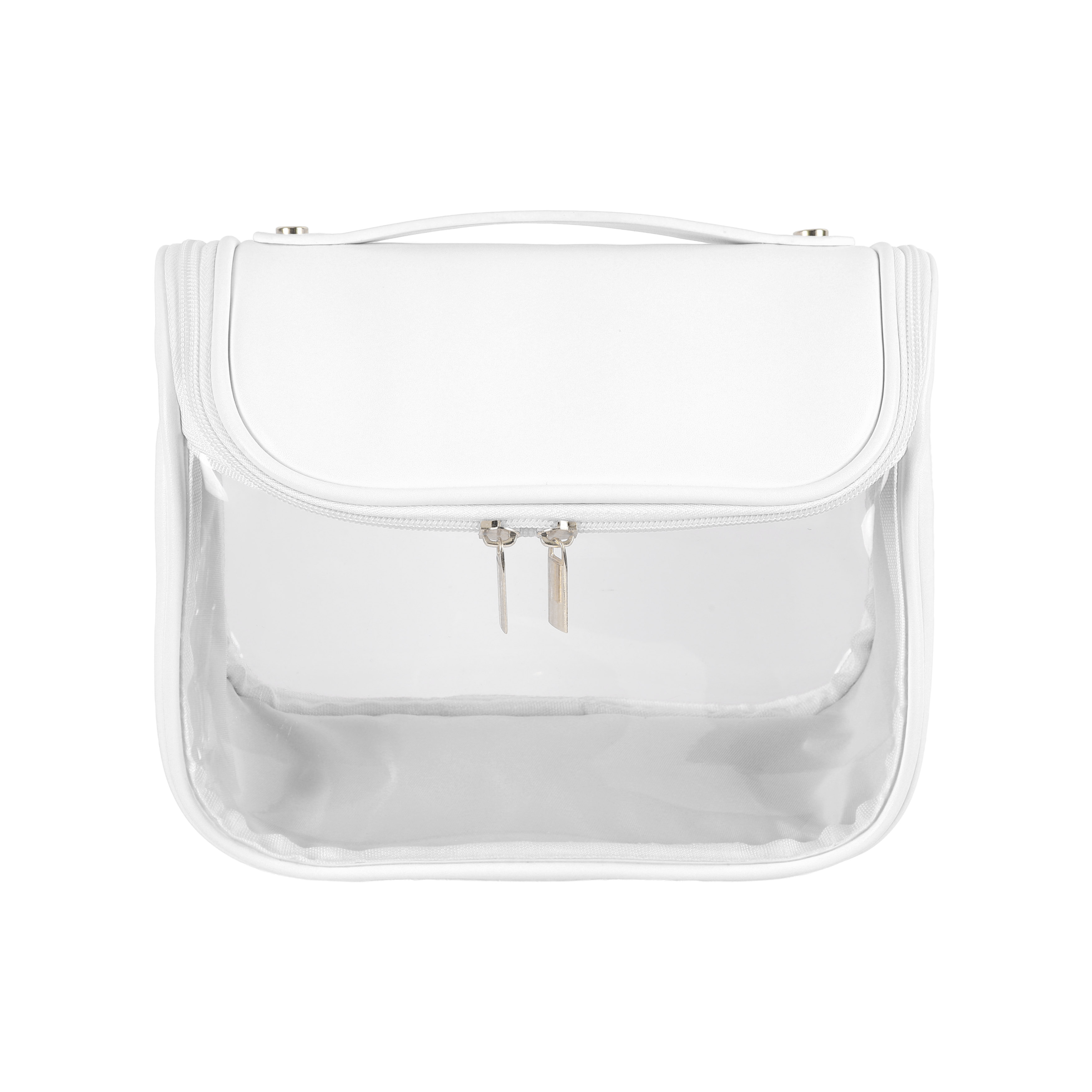 Hanging PU Leather Toiletry Bag with Clear PVC Window 12