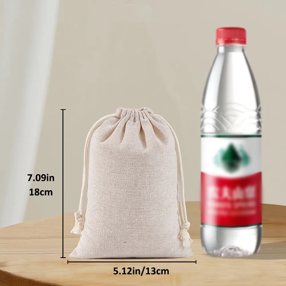 Muslin Cotton Drawstring Bags Reusable Empty Gift Pouch 6