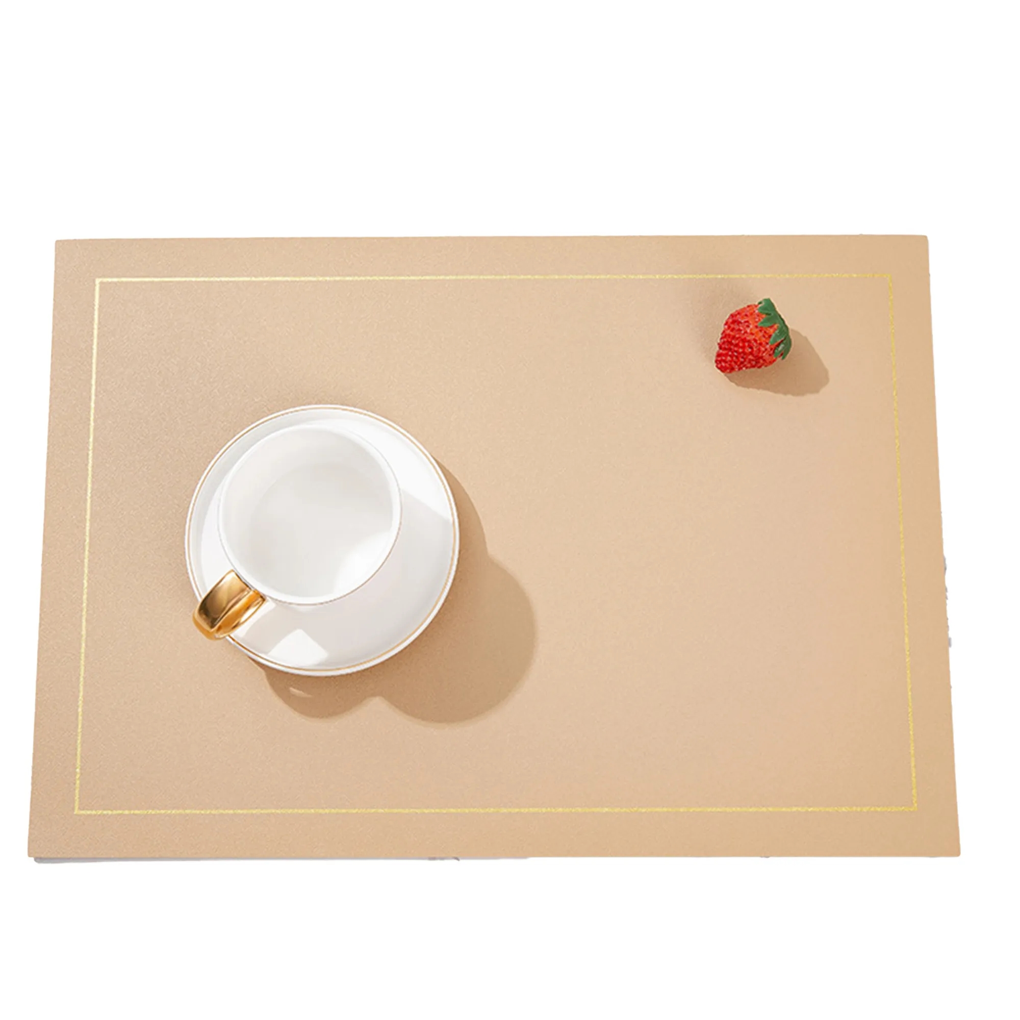 MOQ50 Square Solid PU Leather Dining Mat Waterproof 1