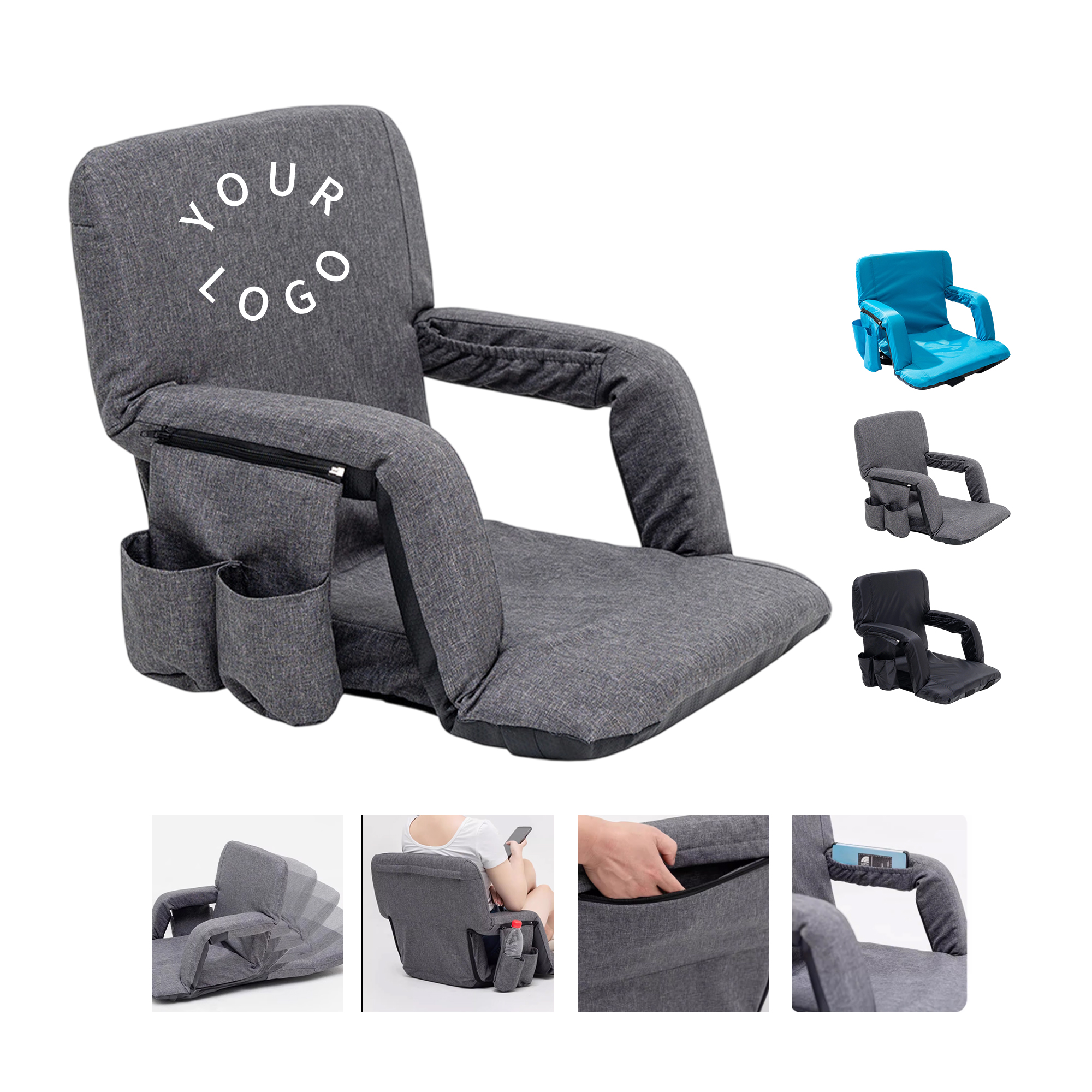 Portable Reclining Stadium Chair with Adjustable Shoulder Straps 2