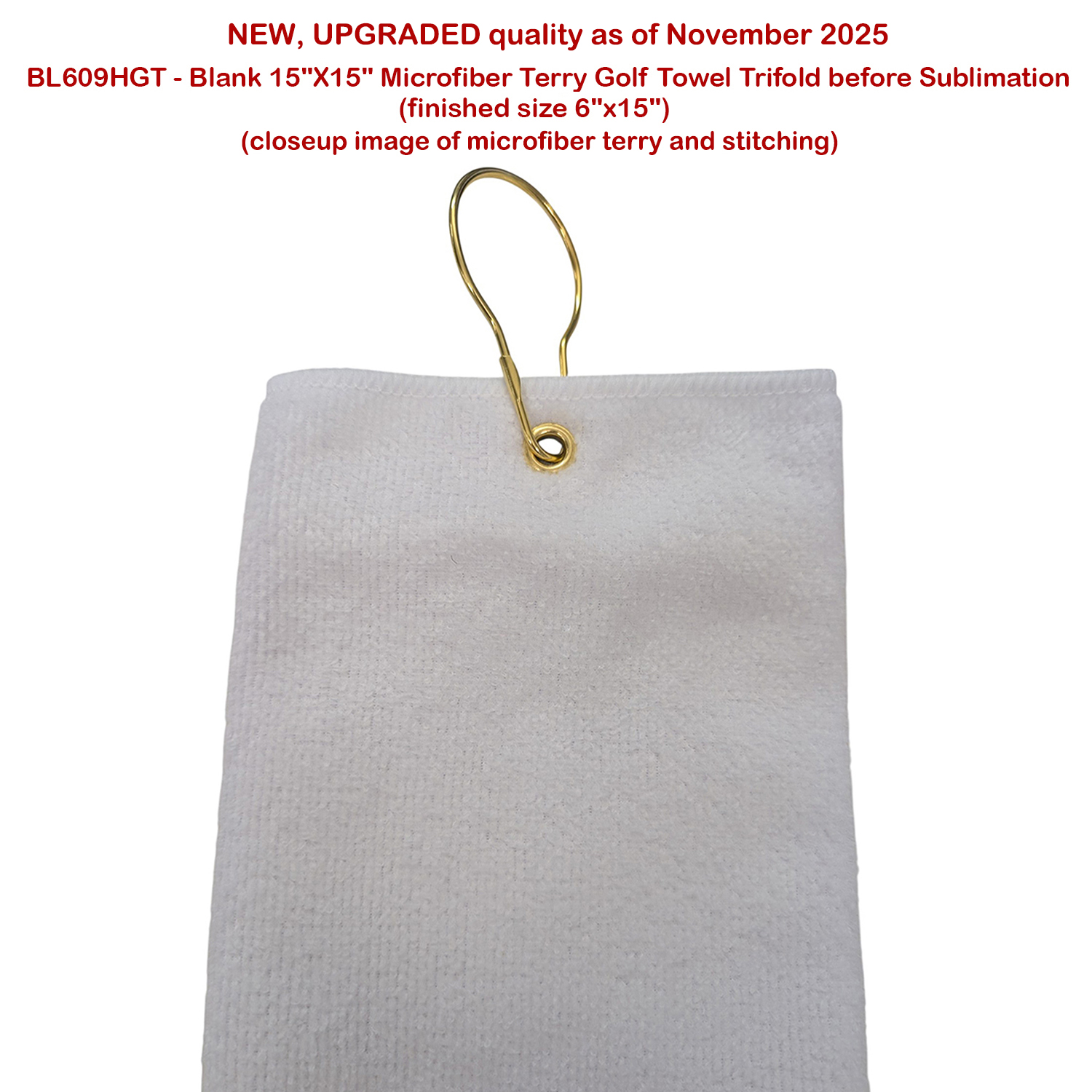 72 Hr Fast Ship - Colored Microfiber Dri-Lite Terry Golf Towel, Finished size 6x15, Trifold 11