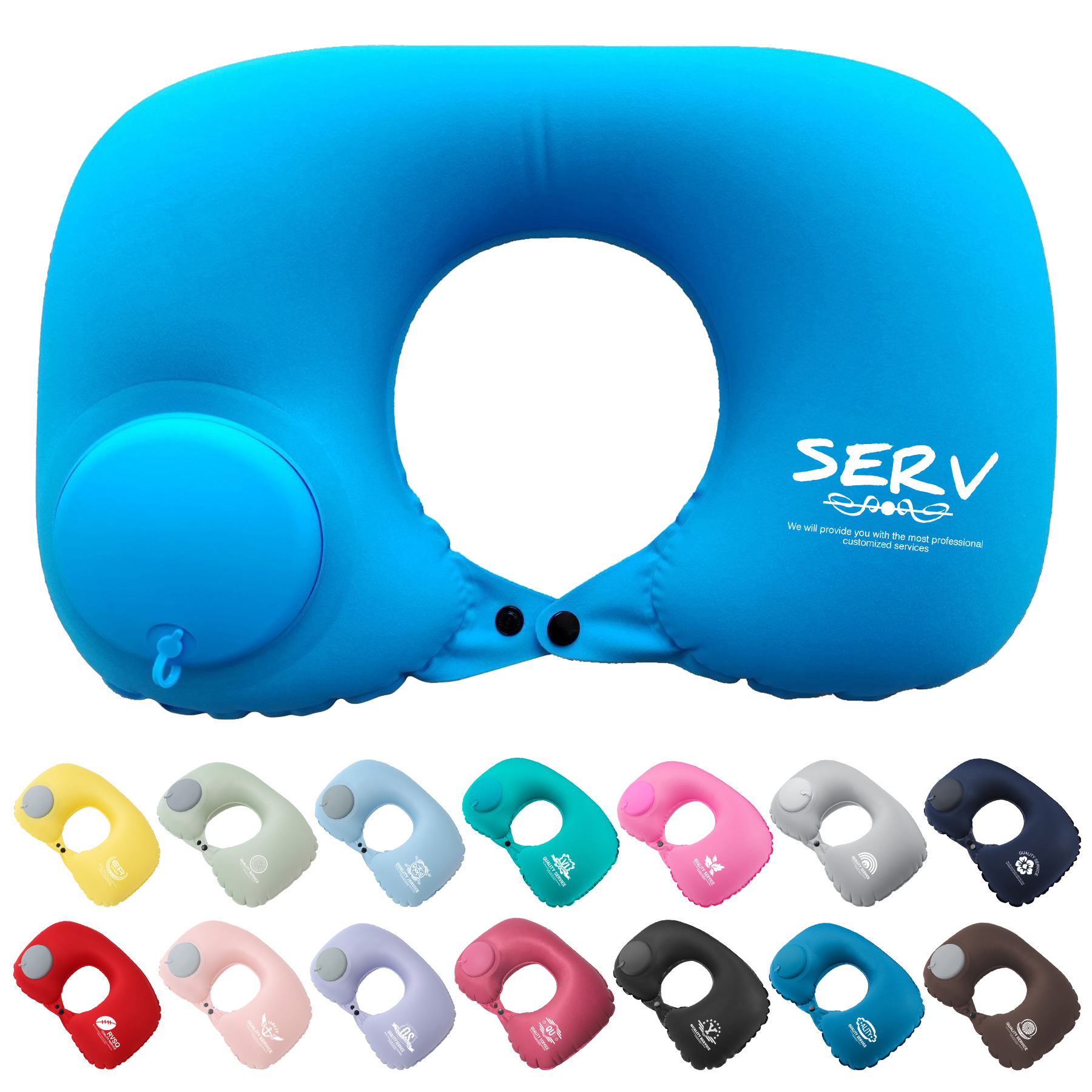 Portable Press Inflatable U-Shape Neck Pillow 3