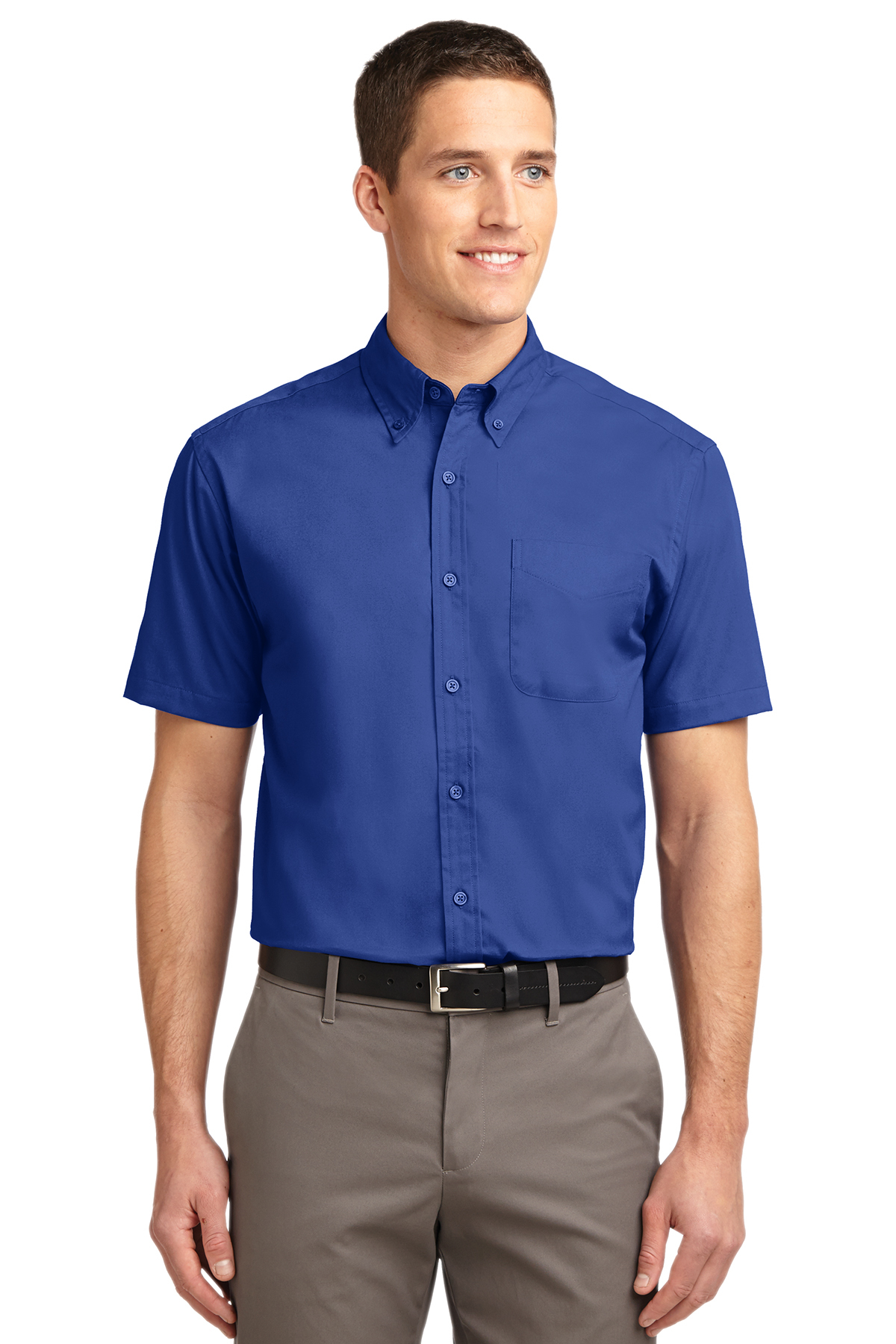 Men's Short Sleeve Oxford Button-Down Easy Care Shirts 24
