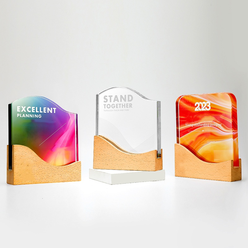 Wooden Base Crystal  Trophy 3