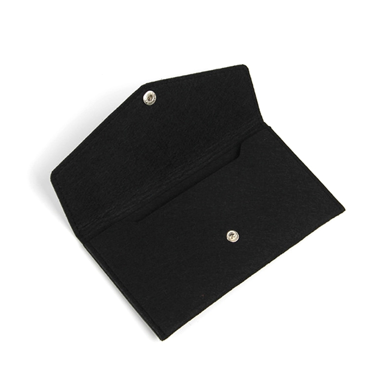 7" Brown Soft Felt Wallet Closed with Button 2