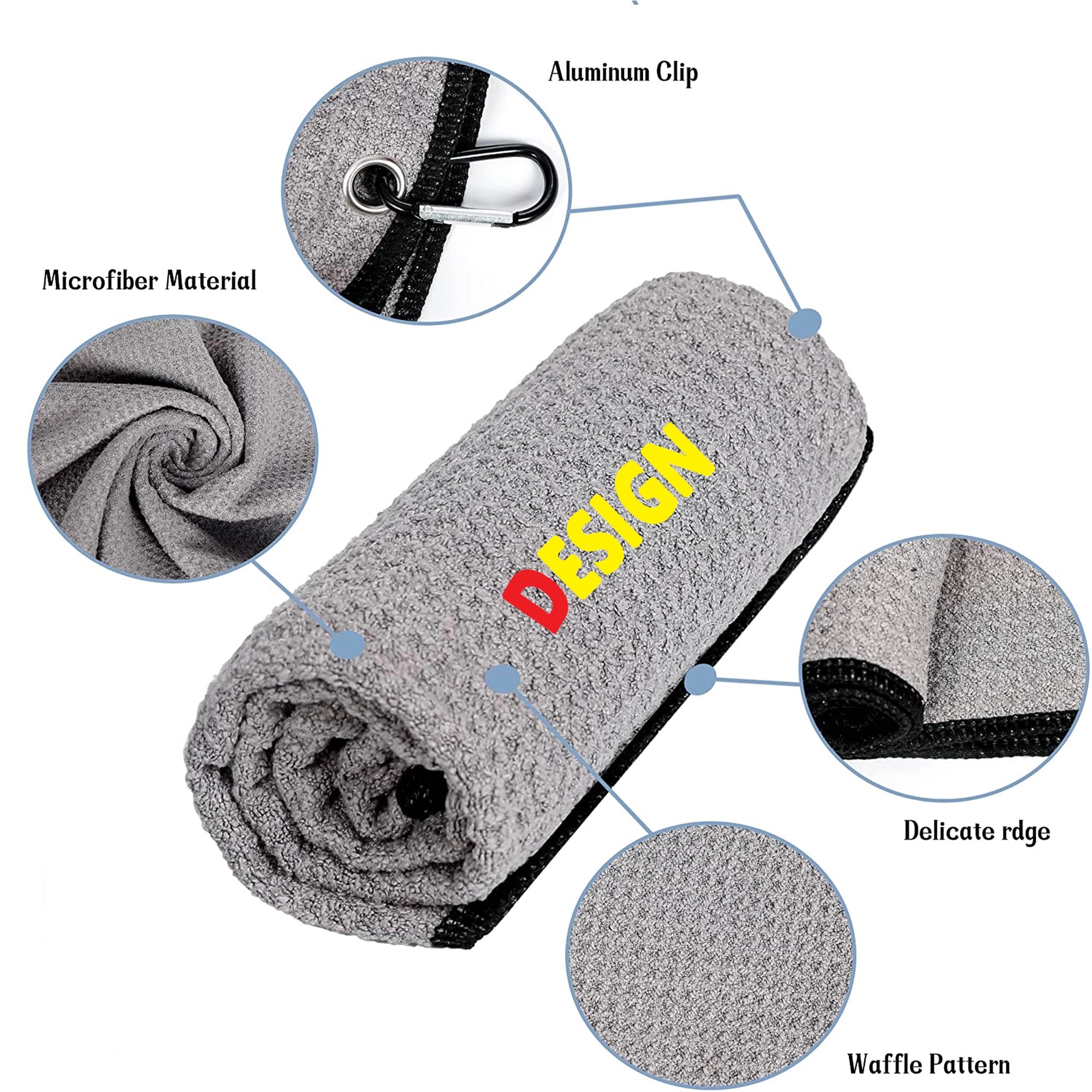 11.9"x11.9" Microfiber Waffle Weave Golf Towel 2
