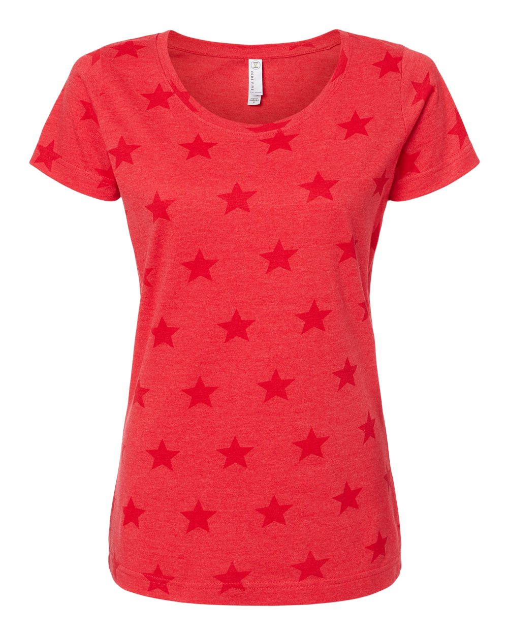 Women's Star Print Scoop Neck Tee - 3629 3