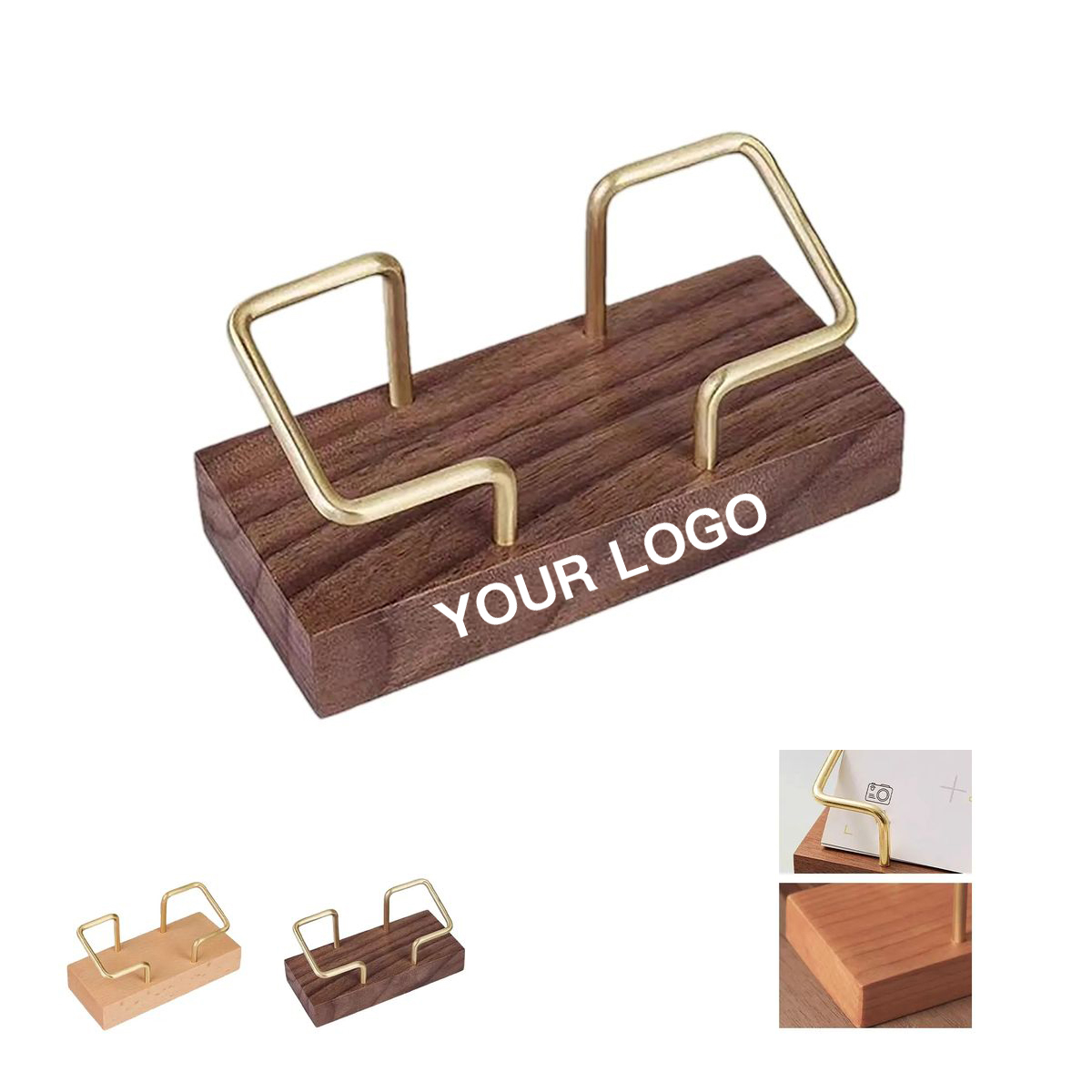 Customizable Beech Wood Business Card Stand 2