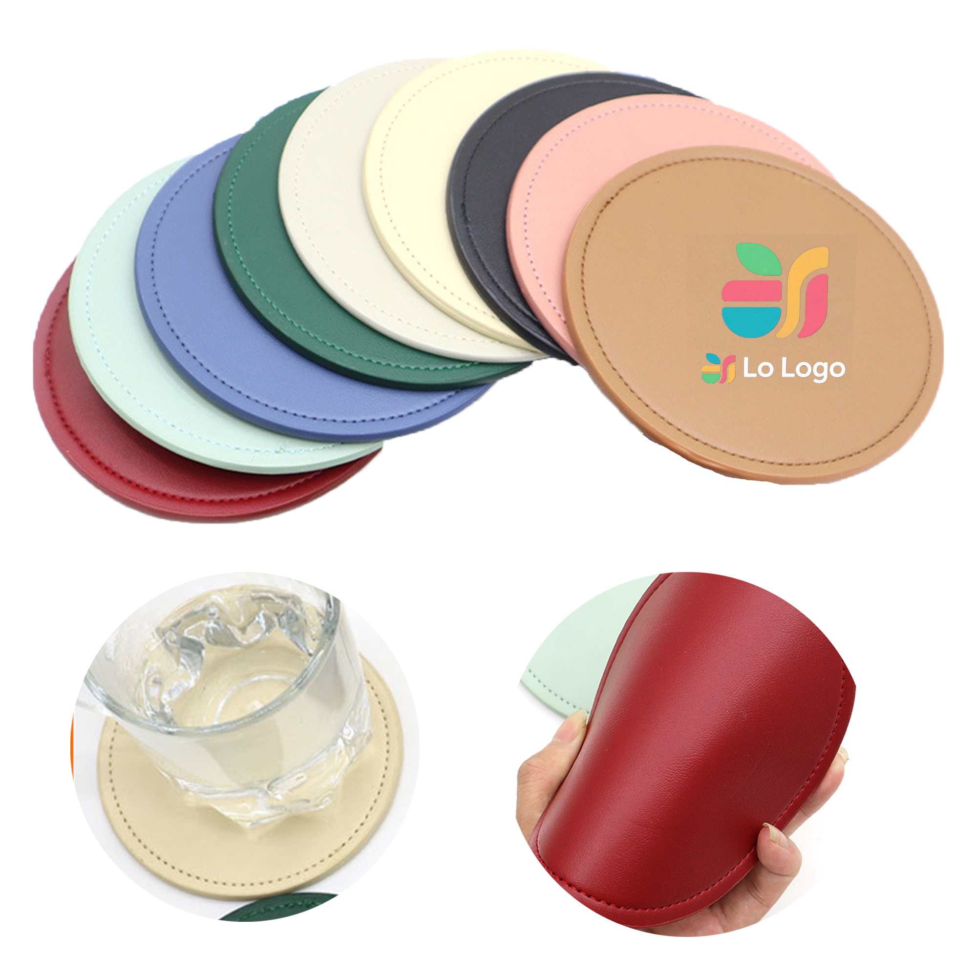 Round Leather Tea Cup Coaster 1