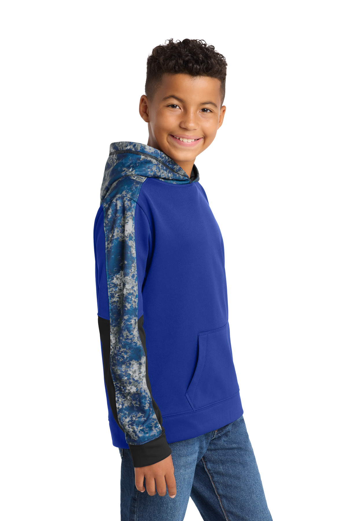 Sport-Tek Youth Sport-Wick Mineral Freeze Fleece Colorblock Hooded Pullover. YST231 1
