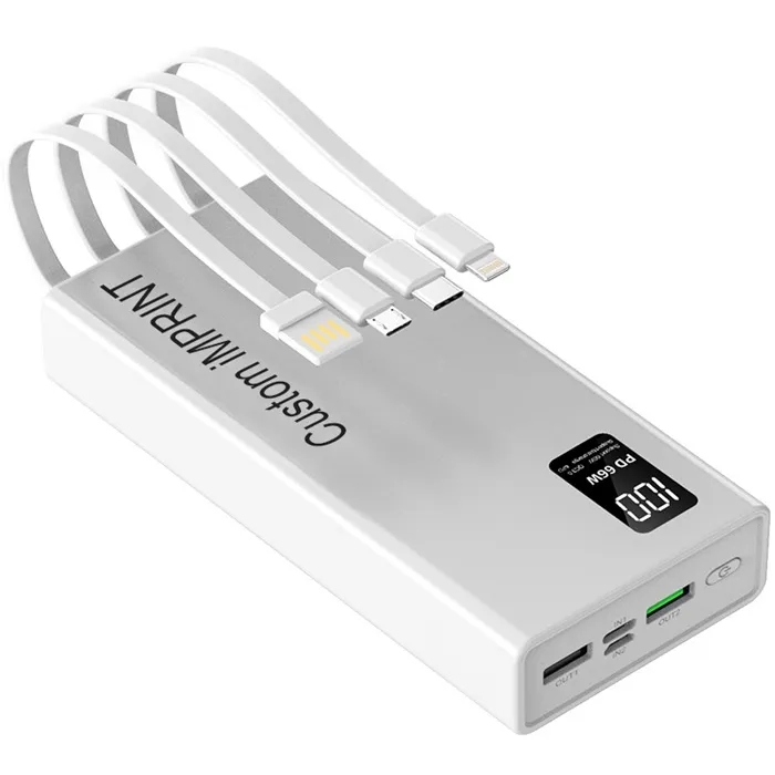 Portable Charger with Built in Cables - 20,000mAh 5
