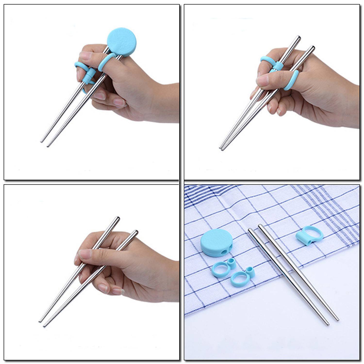 304 Stainless Steel Silicone Kids Training Chopsticks 3