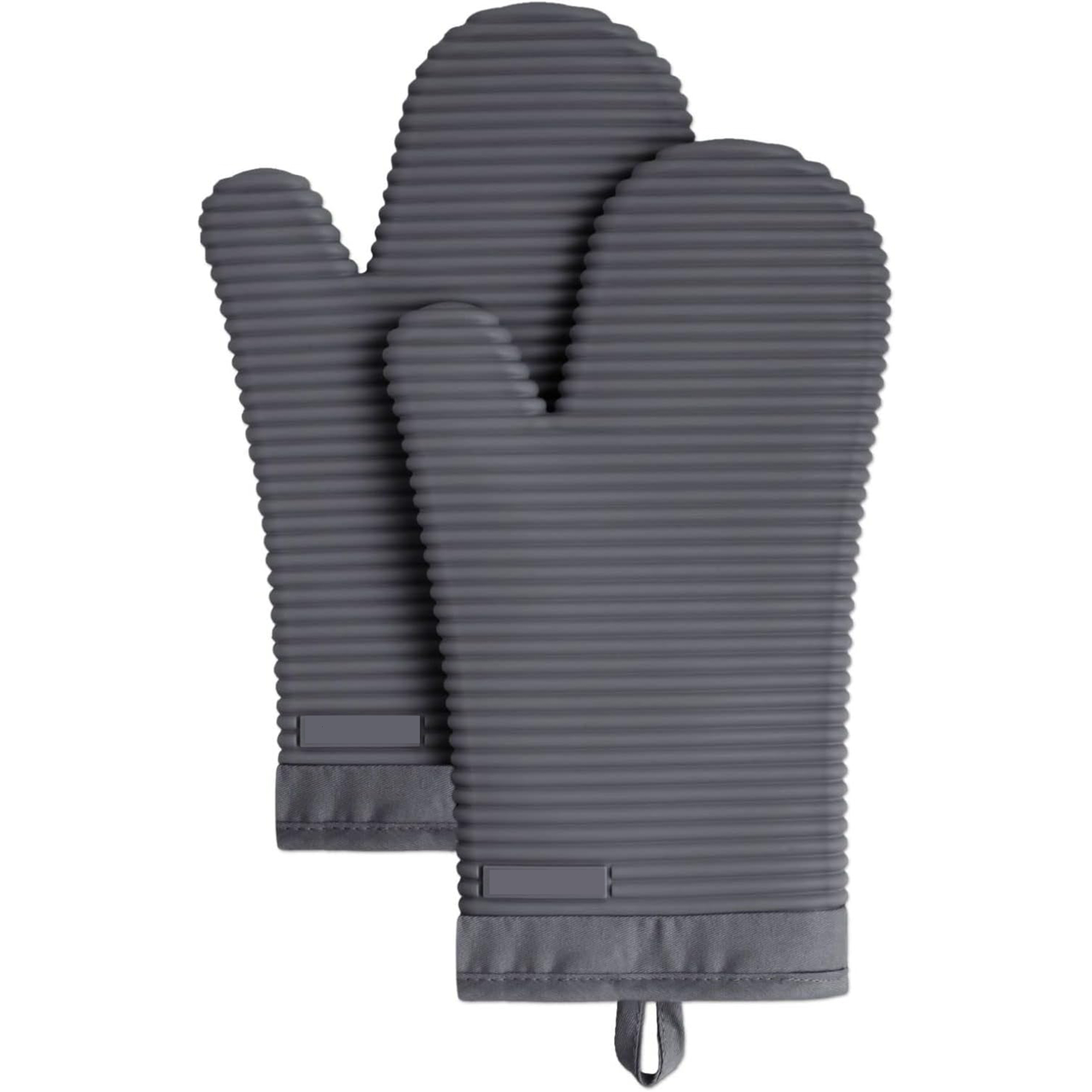 2 Pack Set Ribbed Soft Silicone Oven Mitts 12