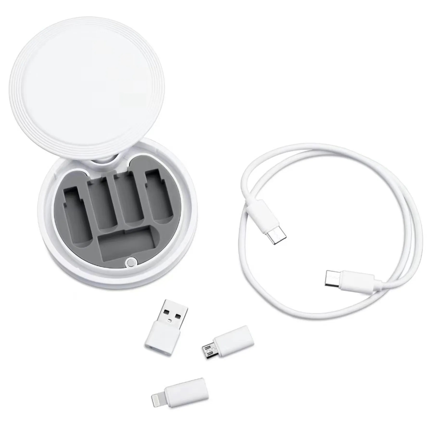Wood Round Multi USB Charging Adapter Cable Kit 4