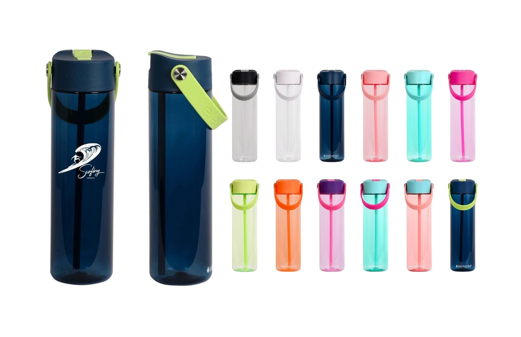 Elemental® Splash 26oz Tritan Water Bottle - with Drinking Spout and Straw 17