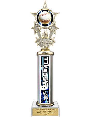 Trophy, 12" Action Matrix Baseball Blue 1 column, 2
