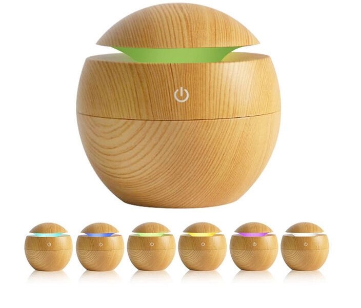 USB Wood Grain LED Lights Air Humidifier 3