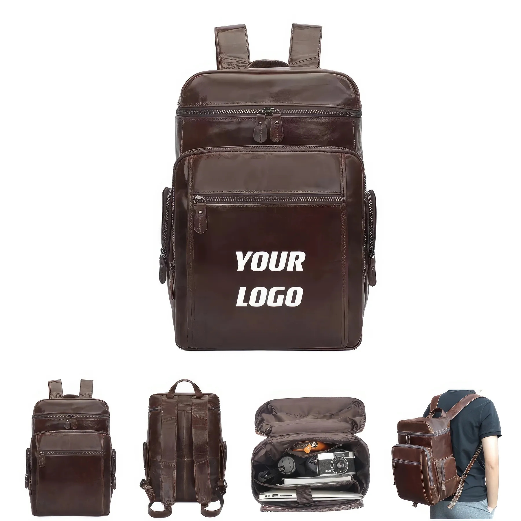 Custom Vintage Genuine Leather Backpack Fit 15.6 " Laptop 3