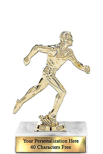 Trophy: 7", 2x3 white marble base, Running Male Go 2