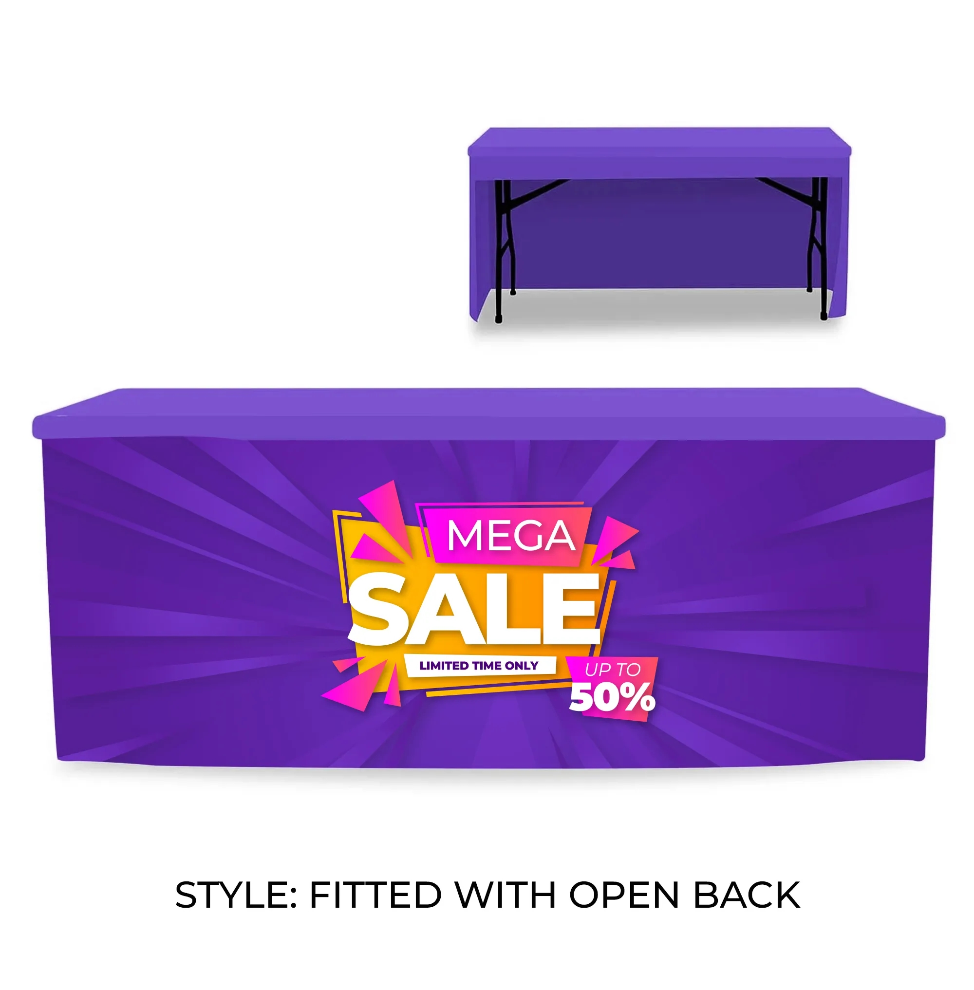8' Table Cover Fitted Throw w/ Open Back 3
