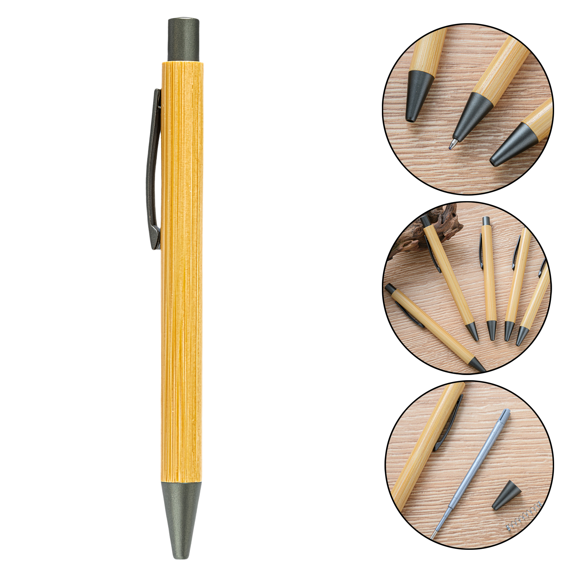 Bamboo Ballpoint Pen - Retractable Bamboo Wood Gift Pen with Smooth Writing 3