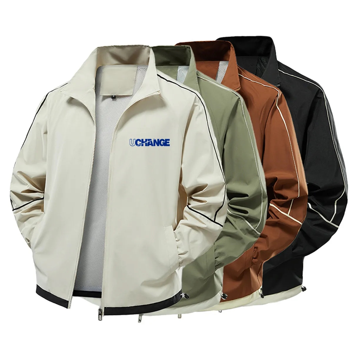 Water Resistant Bomber Coach Jacket With Stand Collar 7