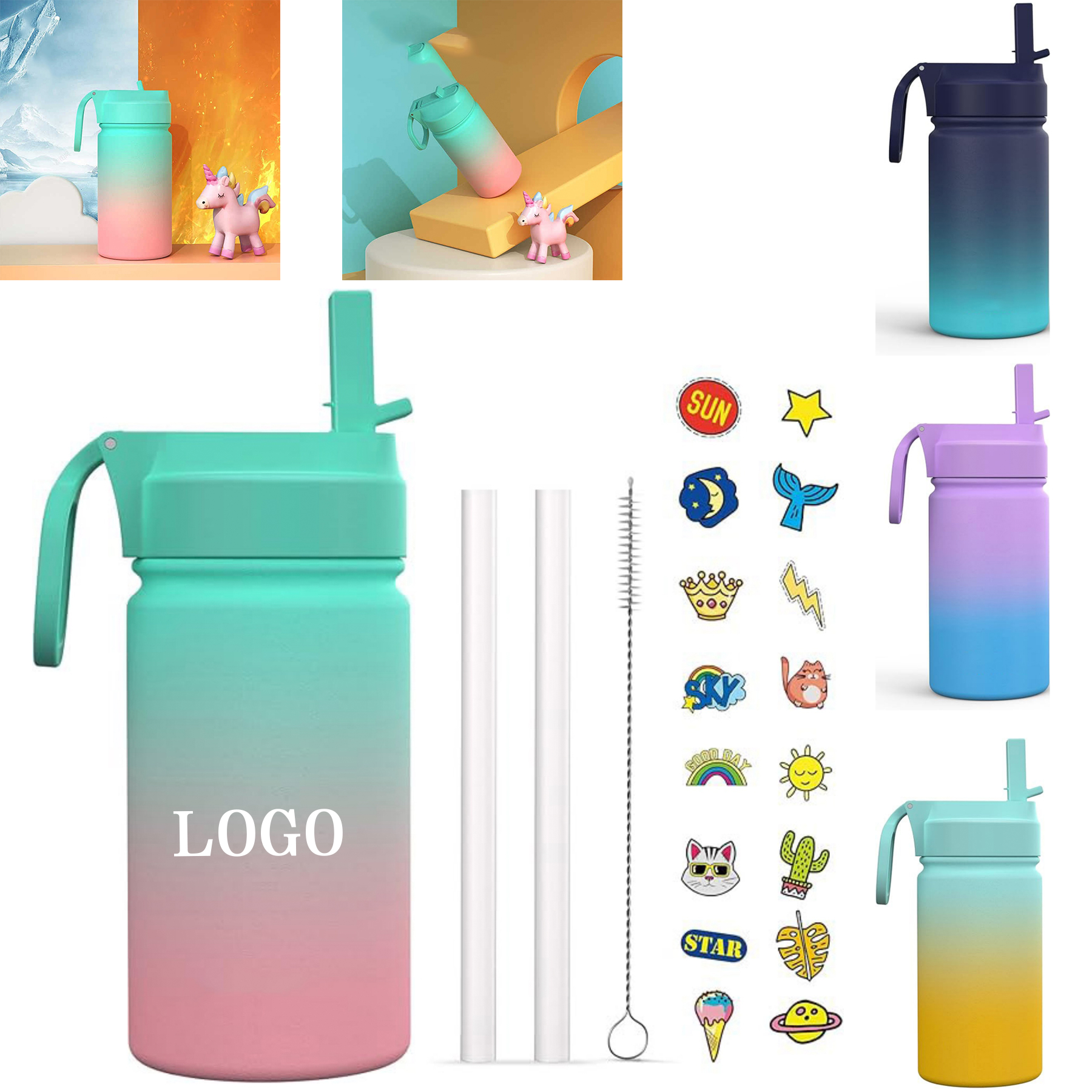 12oz Stainless Steel VacuumStraw Water Bottle 6