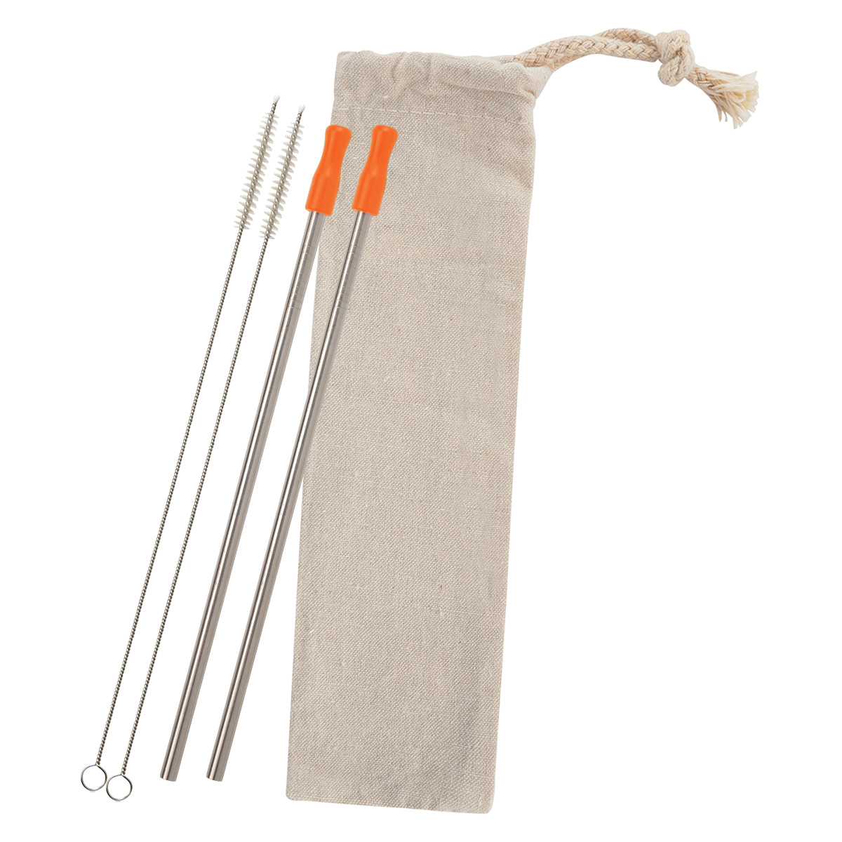 2-Pack Stainless Straw Kit with Cotton Pouch 14
