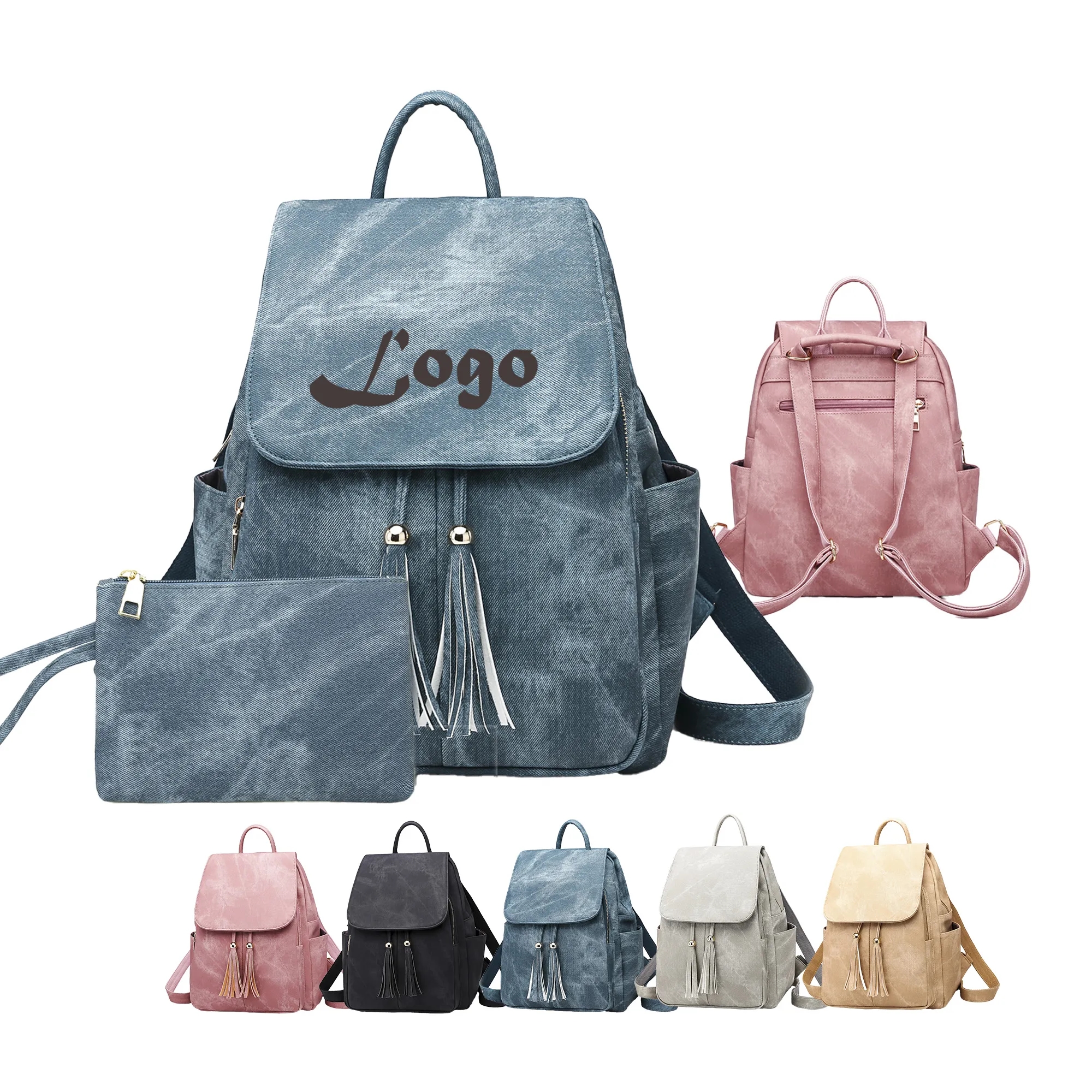 PU Leather Tassel Backpack