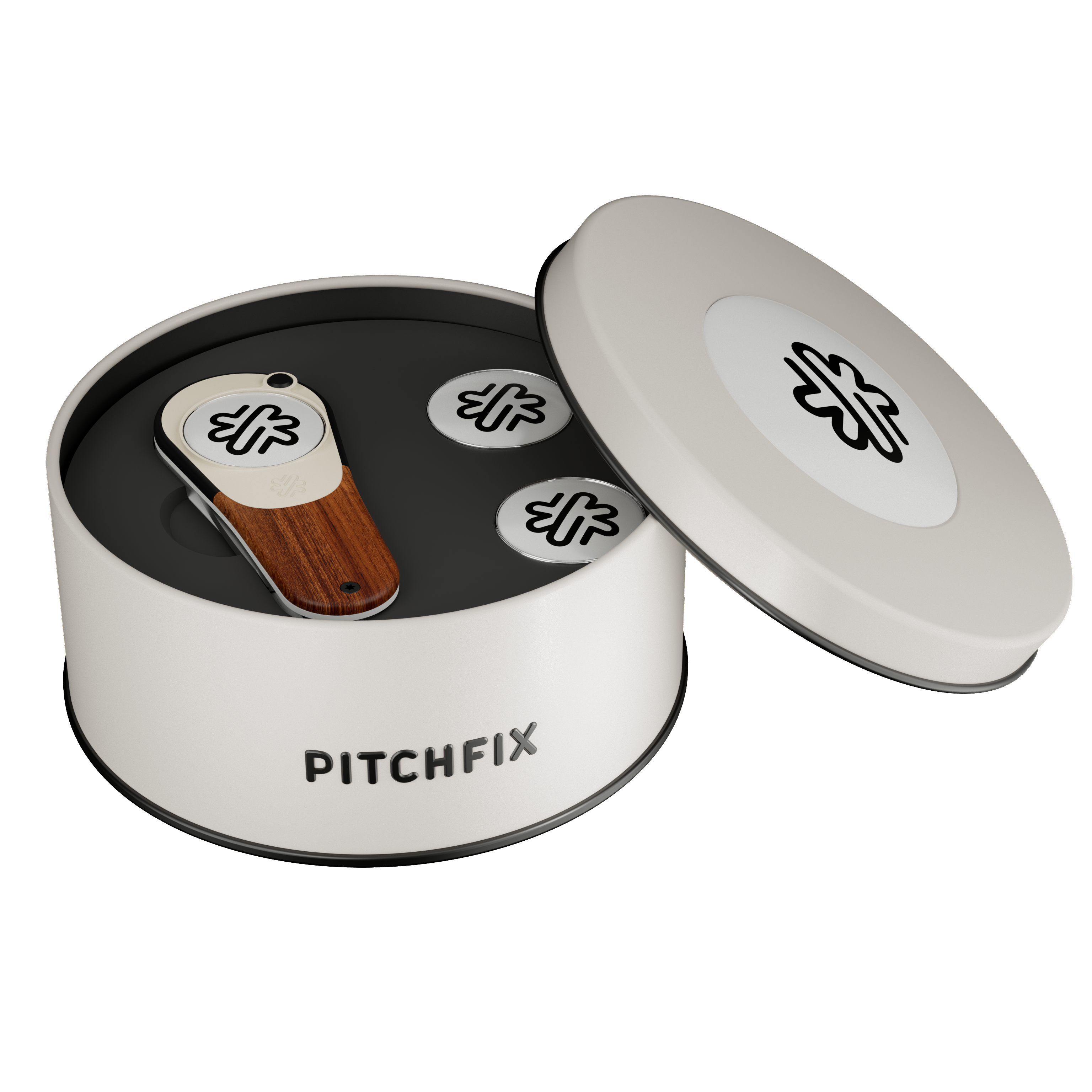 Pitchfix XL Golf Divot Tool in Round Tin with Two Extra Ball Markers 8