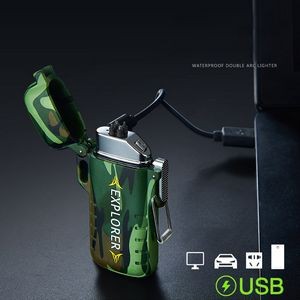 Round Angle Waterproof Dual Arc Lighter With Pop Up Lid 19