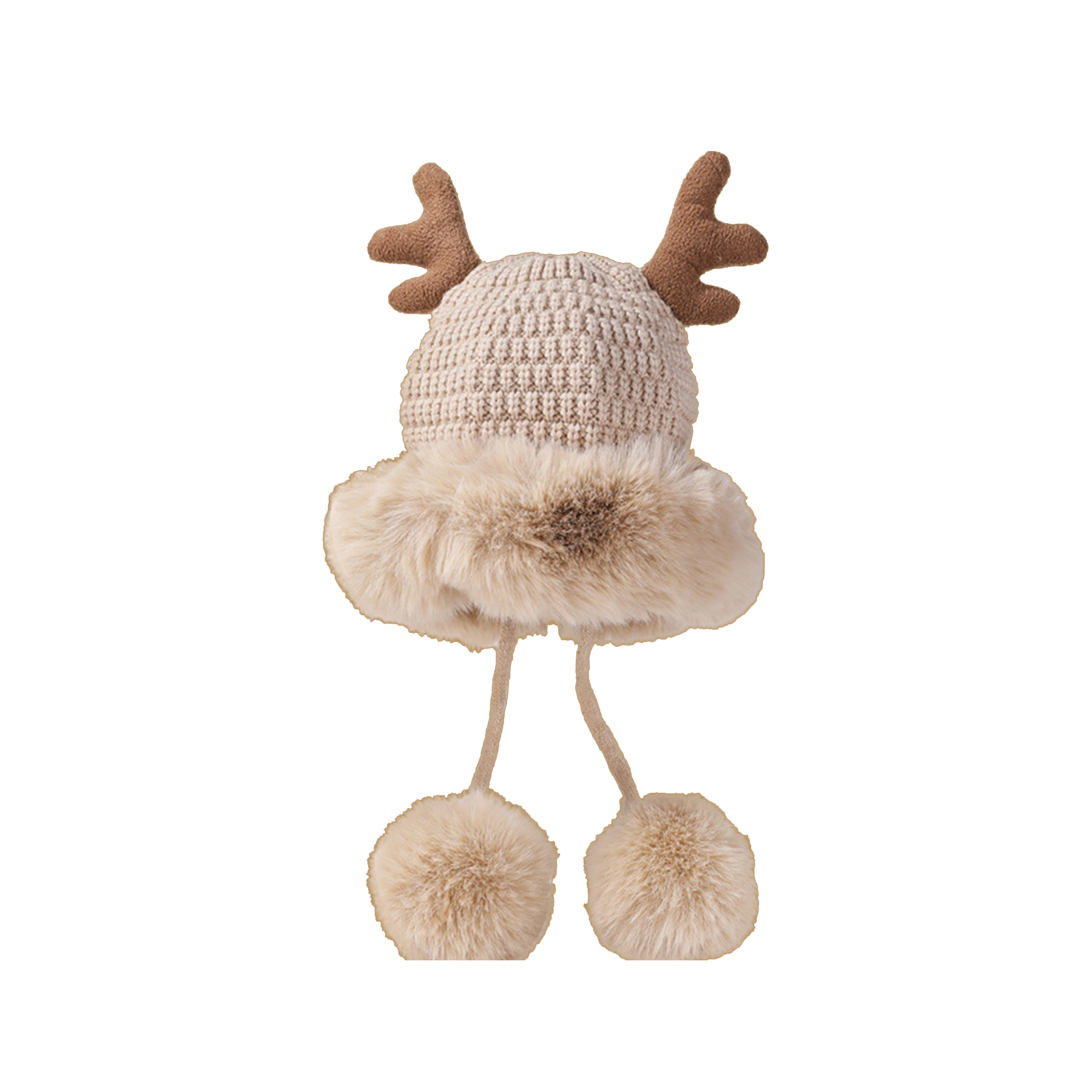 Women winter cover ear antler knit hat 13